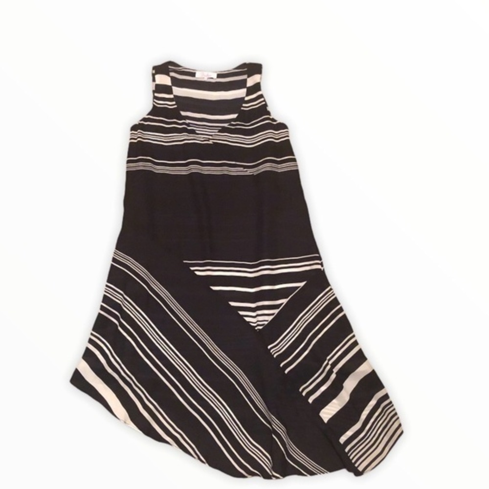 Parker New York black white striped flared dress
